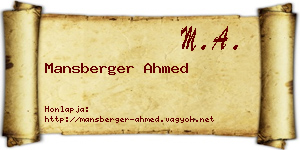 Mansberger Ahmed névjegykártya